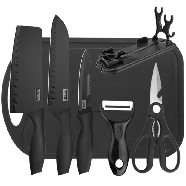 black kitchen knife set